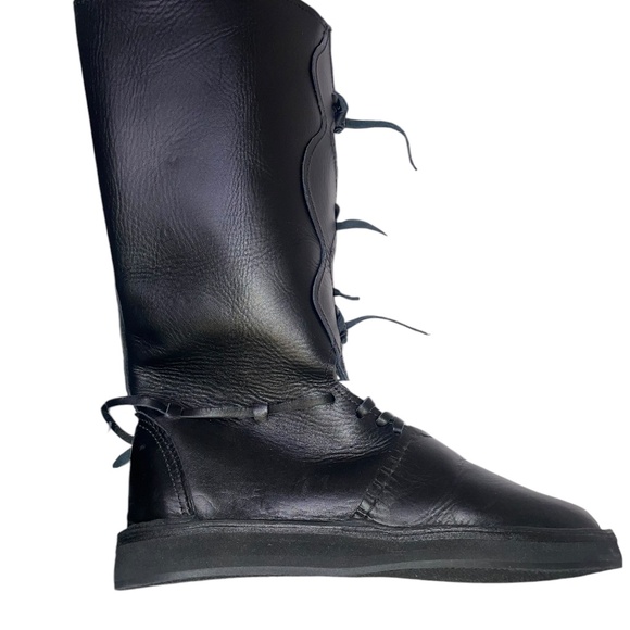 Handmade Medieval Renaissance Viking High Leather Black‎ Boots Sz 8 main image 6